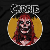 Heavy Metal Tees by Draculabyte l Made from 100% cotton, this unisex t-shirt rocks. Black T-shirt in sizes from small to 6X. Horror, Movie, Film, Scary, Halloween, Evil, Bloody, Killer, Murder, Terror, Monster, Carrie White, Prom Queen, Blood, Angry, 1976, plug it up, telekinesis, fire, gym, womens, girl Misfits, Shirt, Clothes