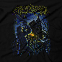 Heavy Metal Tees by Draculabyte l Made from 100% cotton, this unisex t-shirt rocks.  Black T-shirt in sizes from small to 6X Metalheads, RE, Biohazard, Umbrella, Racoon City, Leon Kennedy, Jill Valentine, Zombie, Resident Evil, 4, 7, 2, Chris Redfield, Survival Horror, T-Virus, Gamecube, Cult, Chainsaw man, guy, Tyrant, Boss