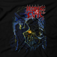 Heavy Metal Tees by Draculabyte l Made from 100% cotton, this unisex t-shirt rocks.  Black T-shirt in sizes from small to 6X Metalheads, RE, Biohazard, Umbrella, Racoon City, Leon Kennedy, Jill Valentine, Zombie, Resident Evil, 4, 7, 2, Chris Redfield, Survival Horror, T-Virus, Gamecube, Cult, Chainsaw man, guy, Tyrant, Boss