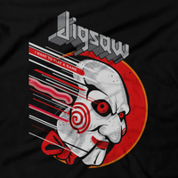 Heavy Metal Tees by Draculabyte l Made from 100% cotton, this unisex t-shirt rocks. Black T-shirt in sizes from small to 6X. Horror, Movie, Film, Scary, Halloween, Evil, Bloody, Killer, Murder, Terror, Monster, Saw, Jigsaw, Games, Puzzles, Gory, Jigsaw Killer, John Kramer, Tests, Torture, Spiral, Shirt, Clothes