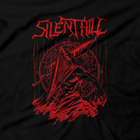 Heavy Metal Tees by Draculabyte l Made from 100% cotton, this unisex t-shirt rocks. Black T-shirt in sizes from small to 6X. Video Games, Gamer, Red, Cult, Silent Hill, Silent Hill 2, Silent Hill 3, Playstation 1, One, PS1, PS2, Playstation 2, Movie, Film, Nurses, Dogs, Fog, Shirt, Art, Heather, Bloody, The Room, Evil