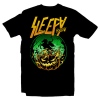 Heavy Metal Tees by Draculabyte l Made from 100% cotton, this unisex t-shirt rocks. Black T-shirt in sizes from small to 6X. Movie, Film, Horror, The Headless Horseman, Halloween, Pumpkin, Jack O lantern, Tim Burton, Johnny Depp, Sleepy Hollow, Cut off heads, Horse, Gothic, Store, Clothes, Online, Shop, Christina Ricci, Ichabod Crane