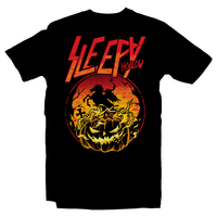 Heavy Metal Tees by Draculabyte l Made from 100% cotton, this unisex t-shirt rocks. Black T-shirt in sizes from small to 6X. Movie, Film, Horror, The Headless Horseman, Halloween, Pumpkin, Jack O lantern, Tim Burton, Johnny Depp, Sleepy Hollow, Cut off heads, Horse, Gothic, Store, Clothes, Online, Shop, Christina Ricci, Ichabod Crane