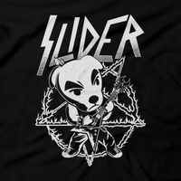 Heavy Metal Tees by Draculabyte l Made from 100% cotton, this unisex t-shirt rocks. Black T-shirt in sizes from small to 6X. Metalheads, SNES, NES, Animal Crossing, Dog, KK Slider, Guitar, Smash Bros, Retro Gamer, Graphic Art, Super Nintendo, Switch, Game Boy, Advance, 3DS, Animal Forest, Mario Kart, New Horizons, Tom Nook, Slayer