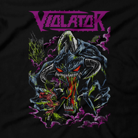 Heavy Metal Tees by Draculabyte l Made from 100% cotton, this unisex t-shirt rocks. Black T-shirt in sizes from small to 6X. Headbangers, Rock, Graphic Art, Shirt, Clothing, Cool, Batman, Movie, Film, Comic, Villain, Clown, Gotham City, DC, Comic Book, Spawn, Violator, Al Simmons, Hamburger Head, Burnt, MALEBOLGIA, Satan, Hell, Hellspawn