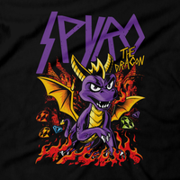 Heavy Metal Tees by Draculabyte l Made from 100% cotton, this unisex t-shirt rocks. Black T-shirt in sizes from small to 6X. Metalheads - Retro Gaming, PS1, Classic, Crash, Jak and Daxter, PS2, Playstation 2, Insomniac, Ratchet and Clank, PS3, PS4, PS5, Spyro, Spyro the Dragon, Fire, Gems, Reignited, Hero's Tail, Riptor's Rage, Shirt, Video Games, Purple