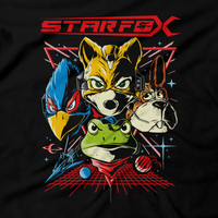 Heavy Metal Tees by Draculabyte l Made from 100% cotton, this unisex t-shirt rocks. Black T-shirt in sizes from small to 6X. Fox Mccloud, Star Fox, Star Fox 64, Nintendo 64, N64, SNES, Super Nintendo, Arwing, Falco, Peppy, Slippy, Shooter, Andross Smash Bros Ultimate, Graphic Art. Wolf, Pigma, Retro Gamer, Gaming, Video Game, Clothes, Shirt