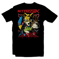 Heavy Metal Tees by Draculabyte l Made from 100% cotton, this unisex t-shirt rocks. Black T-shirt in sizes from small to 6X. Fox Mccloud, Star Fox, Star Fox 64, Nintendo 64, N64, SNES, Super Nintendo, Arwing, Falco, Peppy, Slippy, Shooter, Andross Smash Bros Ultimate, Graphic Art. Wolf, Pigma, Retro Gamer, Gaming, Video Game, Clothes, Shirt