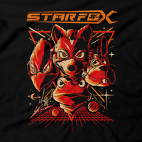 Heavy Metal Tees by Draculabyte l Made from 100% cotton, this unisex t-shirt rocks. Black T-shirt in sizes from small to 6X. Fox Mccloud, Star Fox, Star Fox 64, Nintendo 64, N64, SNES, Super Nintendo, Arwing, Falco, Peppy, Slippy, Shooter, Andross Smash Bros Ultimate, Graphic Art. Wolf, Pigma, Retro Gamer, Gaming, Video Game, Clothes, Shirt
