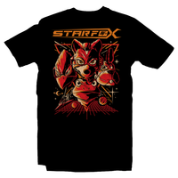 Heavy Metal Tees by Draculabyte l Made from 100% cotton, this unisex t-shirt rocks. Black T-shirt in sizes from small to 6X. Fox Mccloud, Star Fox, Star Fox 64, Nintendo 64, N64, SNES, Super Nintendo, Arwing, Falco, Peppy, Slippy, Shooter, Andross Smash Bros Ultimate, Graphic Art. Wolf, Pigma, Retro Gamer, Gaming, Video Game, Clothes, Shirt
