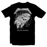Heavy Metal Tees by Draculabyte l Made from 100% cotton, this unisex t-shirt rocks. Black T-shirt in sizes from small to 6X. Metalheads, Graphic Art, Movie, Film, Sci-Fi, Yoda, Mandalorian, Boba Fett, Darth Vader, Princess Leia, This is the way, Rebel, Chewbacca, Han Solo, Falcon, Luke Skywalker, Han Solo, Tie Fighter, millennium falcon, X-Wing, Obi-Wan