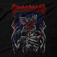 Heavy Metal Tees by Draculabyte l Made from 100% cotton, this unisex t-shirt rocks. Black T-shirt in sizes from small to 6X. Horror, Movie, Film, Scary, Halloween, Evil, Bloody, Killer, Murder, Terror, Monster, Strange, 80s, tv show, Demogorgon, Dream, Sleep, Jason Voorhees, 80s, Shirt, Clothes, Series, Creature, Thing, Online
