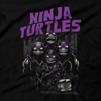 Heavy Metal Tees by Draculabyte l Made from 100% cotton, this unisex t-shirt rocks. Black T-shirt in sizes from small to 6X. Metal, TMNT, Metalheads, NES, Mikey, Leonardo, Donatello, Casey, Comic Book, Cartoon, Shredder, Rocksteady, Krang, Michelangelo, Bebop,  Teenage Mutant Ninja Turtles, Retro Gamer, April O'Neal, Nintendo, Black Sabbath