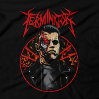 Heavy Metal Tees by Draculabyte l Made from 100% cotton, this unisex t-shirt rocks. Black T-shirt in sizes from small to 6X. Horror, Movie, Film, Scary, Halloween, Evil, Bloody, Killer, Murder, Terror, Alien, Ellen Ripley, Sci-Fi, 1979, Predator, AVP, Cyborg, Skynet, Terminated Robocop, Machine,  Xenomorph, Shirt, Clothes