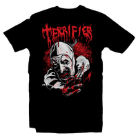 Heavy Metal Tees by Draculabyte l Made from 100% cotton, this unisex t-shirt rocks. Black T-shirt in sizes from small to 6X. Horror, Movie, Film, Scary, Halloween, Evil, Bloody, Killer, Murder, Terror, It, Pennywise, Art the Clown, Shirt, Clothes, Terrirfier, Gruesome, Serial Killer, Store, Shop, Online, Small Hat, Metalhead