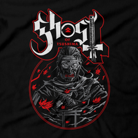 Heavy Metal Tees by Draculabyte l Made from 100% cotton, this unisex t-shirt rocks. Black T-shirt in sizes from small to 6X. Metalheads - Gamer, Graphic Art, Video Games, Japan, Japanese, Samurai, Shimura is the jito (lord), ghost of tsushima, Jin Sakai, Mongol, Sword, Sakai Katana, Half Bow, Arrows, Sakai Tanto, Khotun Khan, Empire, Red Sun, Video games