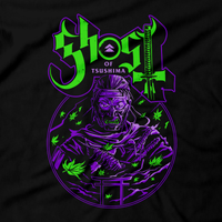 Heavy Metal Tees by Draculabyte l Made from 100% cotton, this unisex t-shirt rocks. Black T-shirt in sizes from small to 6X. Metalheads - Gamer, Graphic Art, Video Games, Japan, Japanese, Samurai, Shimura is the jito (lord), ghost of tsushima, Jin Sakai, Mongol, Sword, Sakai Katana, Half Bow, Arrows, Sakai Tanto, Khotun Khan, Empire, Red Sun, Video games