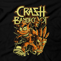 Heavy Metal Tees by Draculabyte l Made from 100% cotton, this unisex t-shirt rocks. Black T-shirt in sizes from small to 6X. Metalheads - Retro Gaming, 90s, 1990s, Crash Bandicoot, Aku Aku, Naughty Dog, PS1, Playstation 1, Playstation One, Classic, Crash 2, Crash 3 Warped, Doctor Neo Cortex, Uka Uka, Coco, Tiki Mask, Xbox, Nintendo Switch, Crate, Relic, Gem