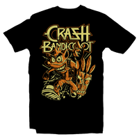 Heavy Metal Tees by Draculabyte l Made from 100% cotton, this unisex t-shirt rocks. Black T-shirt in sizes from small to 6X. Metalheads - Retro Gaming, 90s, 1990s, Crash Bandicoot, Aku Aku, Naughty Dog, PS1, Playstation 1, Playstation One, Classic, Crash 2, Crash 3 Warped, Doctor Neo Cortex, Uka Uka, Coco, Tiki Mask, Xbox, Nintendo Switch, Crate, Relic, Gem