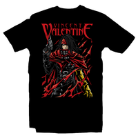 Heavy Metal Tees by Draculabyte l Made from 100% cotton, this unisex t-shirt rocks. Black T-shirt in sizes from small to 6X. Final Fantasy, FF VII, JRPG, Japan, Sephiroth, Videogames, Cloud Strife, Meteor, FF 7, Playstation, Tifa, Gamer, PS1, Shop, Graphic Art, Best, Remake, PS4, PS5, Aerith, Vincent Valentine, Dirge of Cerberus