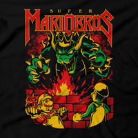 Heavy Metal Tees by Draculabyte l Made from 100% cotton, this unisex t-shirt rocks. Black T-shirt in sizes from small to 6X. Metal, Metalheads, Super Mario Bros, SMB, Bowser, NES, Gojira, Nintendo, 80s, Dinosaur, Princess Peach, Super Mario 64, Show, Cartoon, Retro Gamer, King Koopa, Graphic Art, Mario, Super Smash Bros, Luigi, Original, Manowar, Heavy Metal