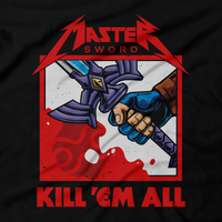 Heavy Metal Tees by Draculabyte l Made from 100% cotton, this unisex t-shirt rocks. Black T-shirt in sizes from small to 6X. Metalheads - Retro Gamer, Graphic Art, Video Games, Breath of the Wild, Final Boss, Ganon, Ganondorf, TLOZ, Ocarina of Time, OOT, Majora's Mask, Nintendo Shirt, Hyrule, Triforce, NES, The Legend of Zelda, Skull Kid, Link, Master Sword