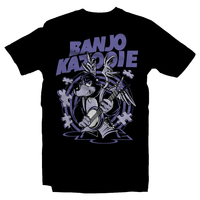 Heavy Metal Tees by Draculabyte l Made from 100% cotton, this unisex t-shirt rocks. Black T-shirt in sizes from small to 6X. Metalheads, Witch, Bear, Bird, Feather, Jiggy, Banjo and Kazooie, Banjo Tooie, N64, Nintendo 64, Grunty, Gruntilda, Puzzle Piece, Honey Comb, Final Boss, Puzzle, Platformer, Musical Notes, Evil, Art, Clothing, Video Game, Retro Gaming
