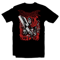 Heavy Metal Tees by Draculabyte l Made from 100% cotton, this unisex t-shirt rocks. Black T-shirt in sizes from small to 6X. Anime, Movie, Film, Animation, Japan, Japanese, Cartoon,  Berserk, Guts, medieval Europe, Falcon, Hawk, Schierke, Griffith, Band, Blood, The Dragon Slayer, Sword, Art, Tee, Store, Clothes, Shop, Akira