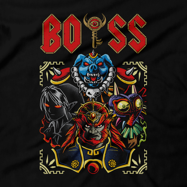 Heavy Metal Tees by Draculabyte l Made from 100% cotton, this unisex t-shirt rocks. Black T-shirt in sizes from small to 6X. Metalheads - Retro Gamer, Graphic Art, Video Games, Breath of the Wild, Final Boss, Ganon, Ganondorf, TLOZ, Ocarina of Time, OOT, Majora's Mask, Nintendo Shirt, Hyrule, Triforce, NES, The Legend of Zelda, Dark, Skull Kid, Beast, Link