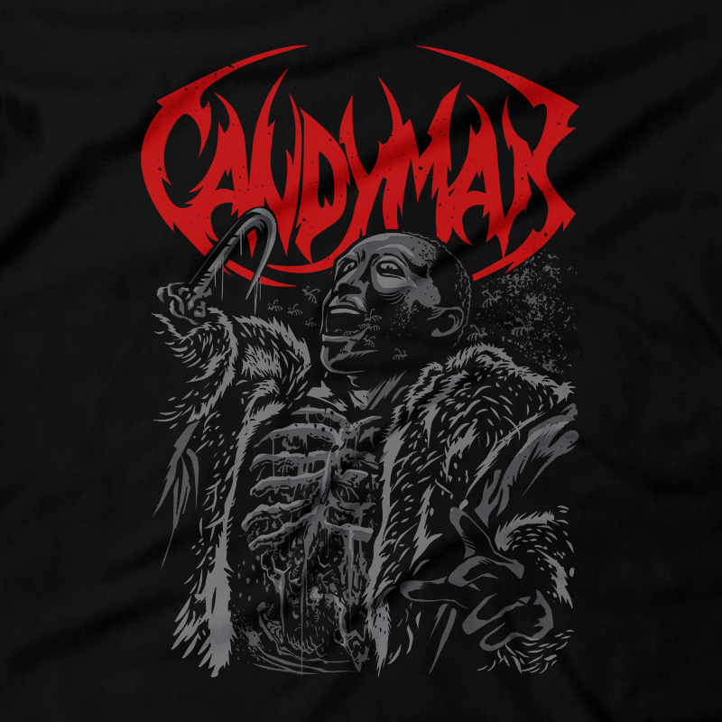 Heavy Metal Tees by Draculabyte l Made from 100% cotton, this unisex t-shirt rocks. Black T-shirt in sizes from small to 6X. Metalheads. Horror, Movie, Film, Scary, Halloween, Evil, Bloody, Killer, Murder, Jason, Freddy, Candyman, Say his name 5 times, Mirror, A Nightmare, Bees, Hook, Stump, Spirit, Michael Myers, Clothes, Shop, Clothing Store