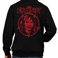 This unisex hoodie rocks. Black Hoodie For Men or Women. Sizes S to 5X - Read my lips , mercy is for wimps. Hoody, Jacket, Coat. Winter. Horror, Movie, Film, Scary, Halloween, Evil, Bloody, Killer, Murder, Terrior, The Exorcist, Regan, Possessed, Demon, Cross, Puke, Throw Up, Girl, 1973, exorcism, Georgetown, Death, Clothes