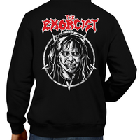 This unisex hoodie rocks. Black Hoodie For Men or Women. Sizes S to 5X - Read my lips , mercy is for wimps. Hoody, Jacket, Coat. Winter. Horror, Movie, Film, Scary, Halloween, Evil, Bloody, Killer, Murder, Terrior, The Exorcist, Regan, Possessed, Demon, Cross, Puke, Throw Up, Girl, 1973, exorcism, Georgetown, Death, Clothes