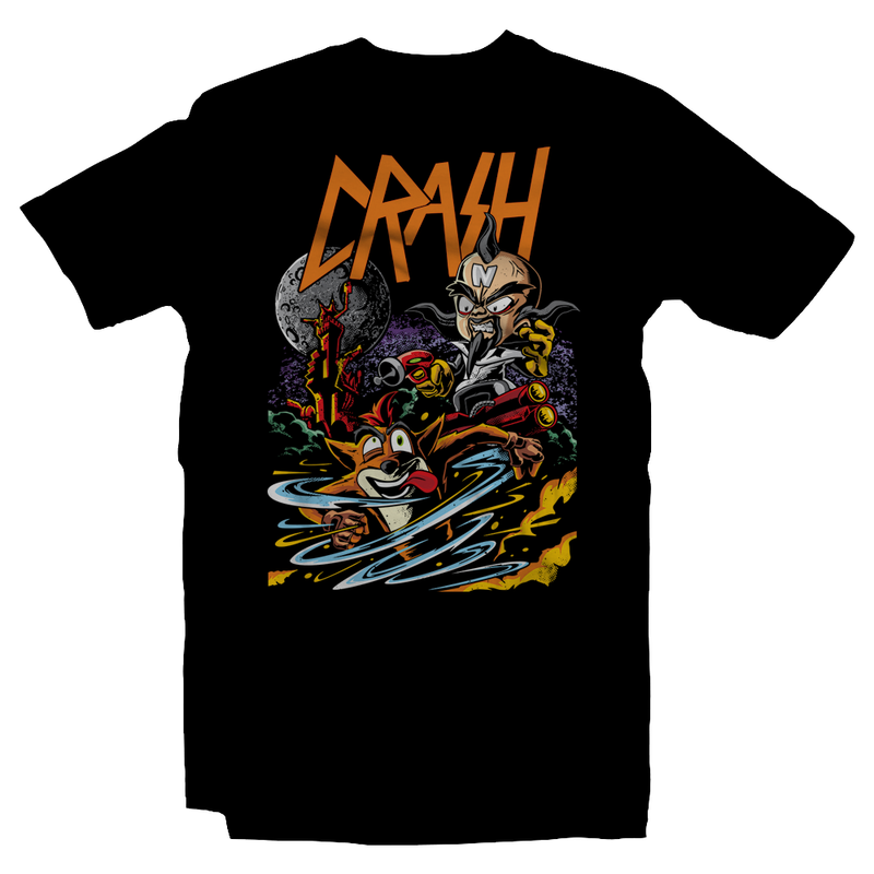 Heavy Metal Tees by Draculabyte l Made from 100% cotton, this unisex t-shirt rocks. Black T-shirt in sizes from small to 6X. Metalheads - Retro Gaming, 90s, 1990s, Crash Bandicoot, Aku Aku, Naughty Dog, PS1, Playstation 1, Playstation One, Classic, Crash 2, Crash 3 Warped, Doctor Neo Cortex, Uka Uka, Coco, Tiki Mask, Xbox, Nintendo Switch, Crate, Relic, Gem
