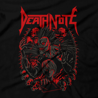 Heavy Metal Tees by Draculabyte l Made from 100% cotton, this unisex t-shirt rocks. Black T-shirt in sizes from small to 6X. Anime, Movie, Film, Animation, Japan, Japanese, Cartoon, Ryuk, Apple, Light Yagami, Misa Amane, L, Death Note, Notebook, Kill, Horror, Kira,  Art, Tee, Store, Clothes, Shop, Naruto, Ghost in the Shell, Akira