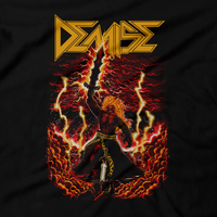 Heavy Metal Tees by Draculabyte l Made from 100% cotton, this unisex t-shirt rocks. Black T-shirt in sizes from small to 6X. Metalheads, Retro Gamer, Graphic Art, Video Games, Breath of the Wild, Ganon, TLOZ, Hyrule, Ocarina of Time, OOT, Majora's Mask, Nintendo 64 Shirt, Hyrule, Triforce, N64, Link, The Legend of Zelda, Skyward Sword, Demise, Wii, Switch