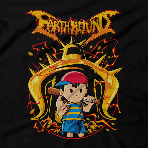 Heavy Metal Tees by Draculabyte l Made from 100% cotton, this unisex t-shirt rocks. Black T-shirt in sizes from small to 6X. Metal, Metal heads, Gamer, Mother, Earthbound, Ness, SNES, Super Nintendo, NES, Super Nintendo, Giygas, Final Boss, Aliens, Super Smash Bros, Boy, Bat, Switch, Clothing, Tee, Super Mario, Fight, Graphic Art