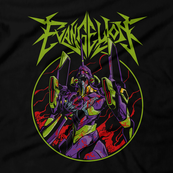 Heavy Metal Tees by Draculabyte l Made from 100% cotton, this unisex t-shirt rocks. Black T-shirt in sizes from small to 6X. Anime, Movie, Film, Animation, Japan, Japanese, Cartoon, Neon Genesis Evangelion, Asuka Langley Soryu, Shinji Ikari, Ayanami, , Mech, Mobile Suit Gundam, Macross,  Art, Tee, Store, Clothes, Shop, Online