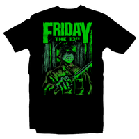 Heavy Metal Tees by Draculabyte l Made from 100% cotton, this unisex t-shirt rocks. Black T-shirt in sizes from small to 6X. Horror, Movie, Film, Scary, Halloween, Evil, Bloody, Killer, Murder, Terror, Jason Voorhees, Friday the 13th, Camp Crystal Lake, Mask, Knife, Freddy VS Jason, Pamela, Counselor, Slasher, Shirt, Clothes