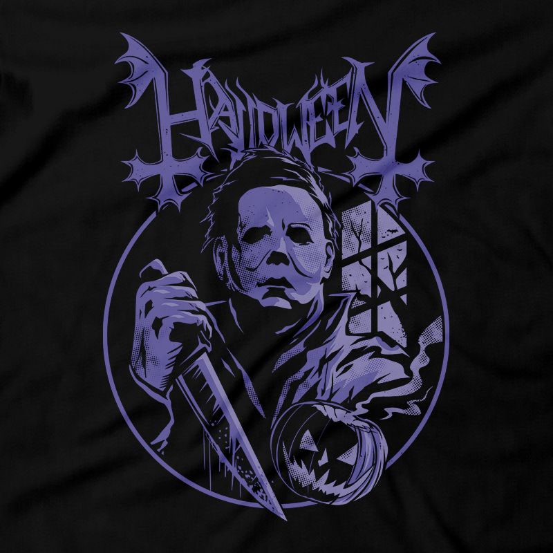 Heavy Metal Tees by Draculabyte l Made from 100% cotton, this unisex t-shirt rocks. Black T-shirt in sizes from small to 6X. Horror, Movie, Film, Scary, Halloween, Evil, Bloody, Killer, Murder, Terror, Halloween, Michael Myers, Boogey Man, 1978, Laurie, Loomis, Candy, October, Knife, Haddonfield, The Shape, Death Shirt, Clothes