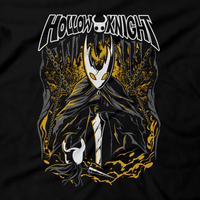 Heavy Metal Tees by Draculabyte l Made from 100% cotton, this unisex t-shirt rocks. Black T-shirt in sizes from small to 6X. Metalheads - Gamer, Bugs, Beetle, Hollow Knight, Failed Champion, False Knight, Maggot, Insects, Adventure, Metroidvania, Team Cherry, Vessel, Ghost, Nameless, Mask Shards, Hallownest, Dream Nail, Radiance, Hornet, The Grimm Troupe