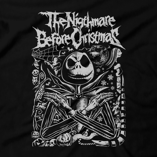 Heavy Metal Tees by Draculabyte l Made from 100% cotton, this unisex t-shirt rocks. Black T-shirt in sizes from small to 6X. Christmas, Gift, Tree, Snow, Holiday, Santa Claus, Present, Frosty the Snowman, oogie boogie, The Nightmare Before Christmas, Halloween, Jack Skellington, Sally, Town, Bugs, Zero, Best Gift, Shirt, Clothes