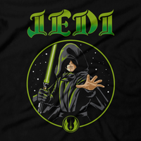 Heavy Metal Tees by Draculabyte l Made from 100% cotton, this unisex t-shirt rocks. Black T-shirt in sizes from small to 6X. Metalheads, Graphic Art, Movie, Film, Sci-Fi, Yoda, Mandalorian, Boba Fett, Darth Vader, Princess Leia, This is the way, Music, Rebel, Black, Chewbacca, Han Solo, Falcon, Luke Skywalker, Jedi Master, Jedi Knight, The Force, LightSaber
