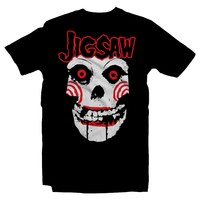 Heavy Metal Tees by Draculabyte l Made from 100% cotton, this unisex t-shirt rocks. Black T-shirt in sizes from small to 6X. Horror, Movie, Film, Scary, Halloween, Evil, Bloody, Killer, Murder, Terror, Monster, Saw, Jigsaw, Games, Puzzles, Gory, Jigsaw Killer, John Kramer, Tests, Torture, Spiral, Shirt, Clothes
