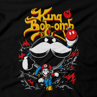 Heavy Metal Tees by Draculabyte l Made from 100% cotton, this unisex t-shirt rocks. Black T-shirt in sizes from small to 6X. Nintendo, Super Mario Bros, Mario, Super Mario, Smash Bros, NES, SNES, N64, Rock, Retro Gamer, Retro Gaming, Graphic Art, Shirt, Clothing, King Bob Omb, Super Mario 64, Nintendo 64, 90s, Bowser, Boss, Mario Kart