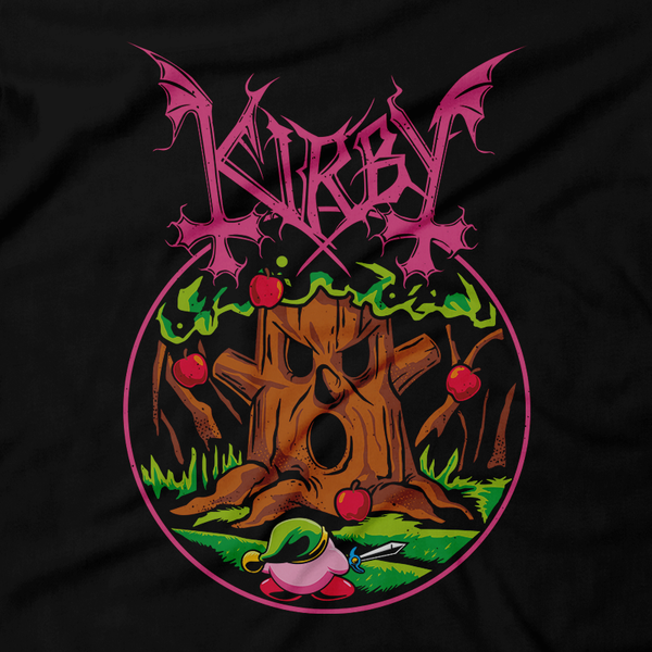 Heavy Metal Tees by Draculabyte l Made from 100% cotton, this unisex t-shirt rocks. Black T-shirt in sizes from small to 6X.  Retro, Video Games, Gamer, SNES, Switch, Cute, N64, Graphic Art, Suck, Dreamland, Super Smash Bros, N64, Super Mario 64, Zelda, Link, Ocarina of Time, Deku Tree, kirby and the forgotten land, Dungeon, Online Shop, Store, TLOZ, Girl