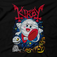 Heavy Metal Tees by Draculabyte l Made from 100% cotton, this unisex t-shirt rocks. Black T-shirt in sizes from small to 6X.  Video Games, Gamer, SNES, Nintendo Shirt, Switch, Halloween, Spooky, Cute, N64, Graphic Art, Kirby, Suck, Dreamland, Super Smash Bros, N64, Music, Pumpkin, Ghost, Switch, Super Mario, SMB, Halloween Kirby, Mummy, Costume