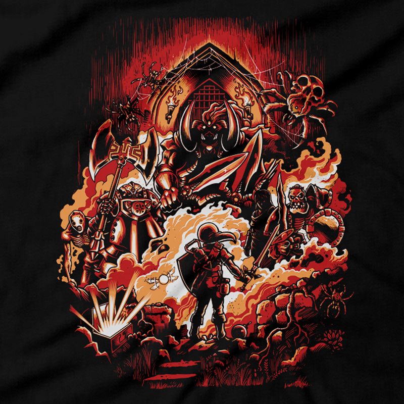 Heavy Metal Tees by Draculabyte l Made from 100% cotton, this unisex t-shirt rocks. Black T-shirt in sizes from small to 6X. Metalheads - Retro Gamer, Graphic Art, Video Games, Breath of the Wild, Boss, Ganon, Ganondorf, TLOZ, Hyrule, King, Ocarina of Time, OOT, Majora's Mask, Nintendo Shirt, Hyrule, Triforce, NES, The Legend of Zelda, Dark, Skull Kid 