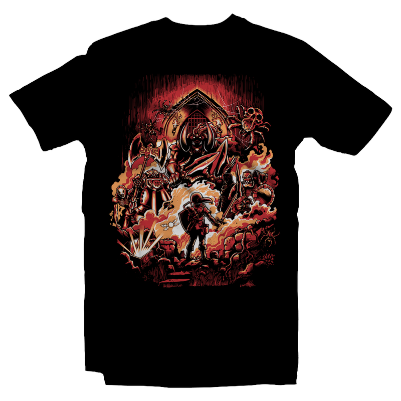 Heavy Metal Tees by Draculabyte l Made from 100% cotton, this unisex t-shirt rocks. Black T-shirt in sizes from small to 6X. Metalheads - Retro Gamer, Graphic Art, Video Games, Breath of the Wild, Boss, Ganon, Ganondorf, TLOZ, Hyrule, King, Ocarina of Time, OOT, Majora's Mask, Nintendo Shirt, Hyrule, Triforce, NES, The Legend of Zelda, Dark, Skull Kid 