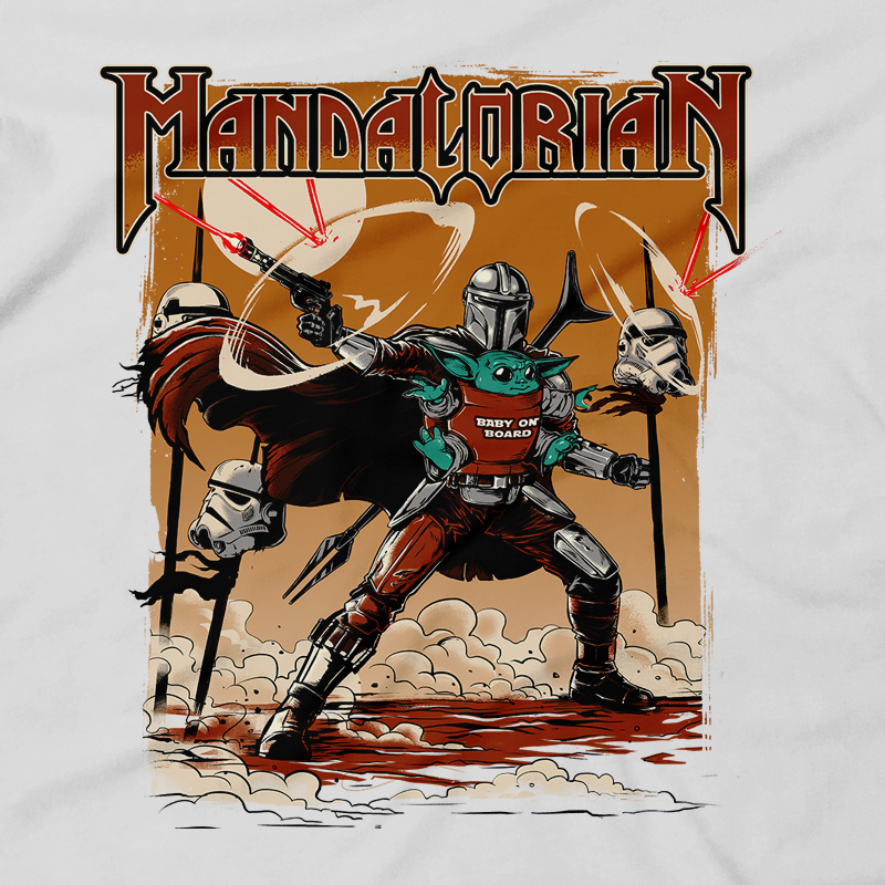 Heavy Metal Tees by Draculabyte l Made from 100% cotton, this unisex t-shirt rocks. Black T-shirt in sizes from small to 6X. Graphic Art, Rock, Movie, Film, Sci-Fi, Yoda, Baby Yoda, Bounty Hunter, TV Show, Mandalorian, Warrior, Boba Fett, Darth Vader, Plus, Princess Leia, Blaster, Episode 3, This is the way, Season 2, Music, Cute, The Child, Best