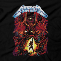 Heavy Metal Tees by Draculabyte l Made from 100% cotton, this unisex t-shirt rocks. Black T-shirt in sizes from small to 6X. Metalheads, Sci-Fi, Science Fiction, SNES, NES, Bounty Hunter, Mother Brain, Kraid, Zebes, Prime, Zero Suit, Alien, Ridley, Smash Bros, Retro Gamer, Graphic Art, Space, Super Nintendo, Metallica, Metroid, Samus Aran